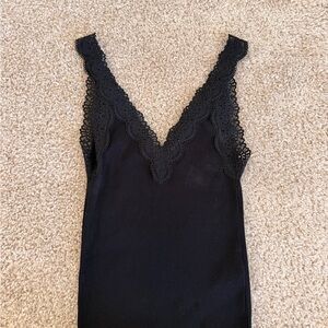 Madewell Black Lace Detail Top